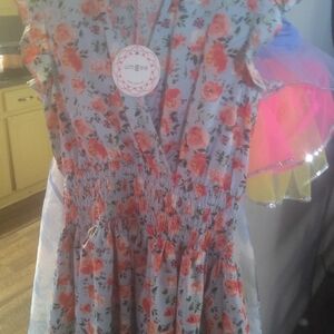 Umgee Orange and Pink Sundress Sleeveless V-Neck